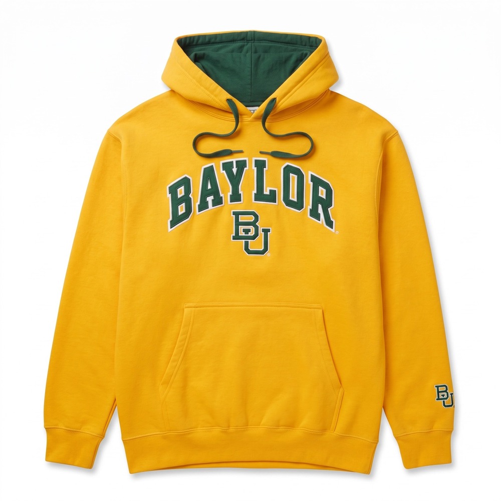 E5 Baylor University Hoodie Men XL Gold Good Embroidered Bears NCAA Pullover